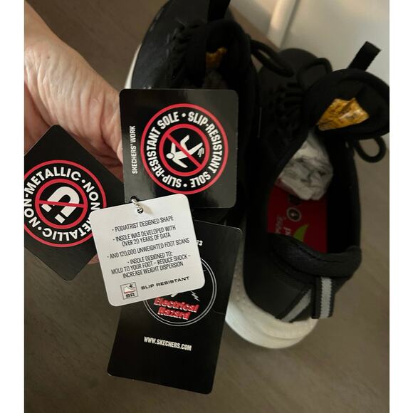 New Skechers Work Arch Fit Ebinal SR Black Sneaker Women’s Size 7 Composite Toe - Picture 7 of 9